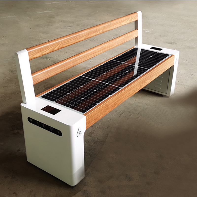 Banc solaire à grande surface WPC en bois galvanisé intelligent